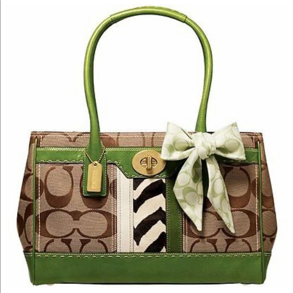 Extremely Rare Vintage!! Coach Madeline Zebra Stripe Tote 💚